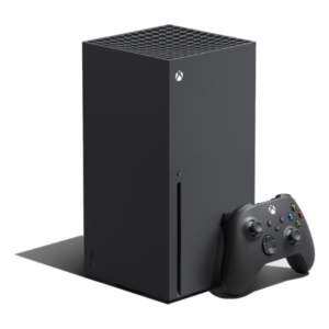 Microsoft Xbox Series X console, black, front view